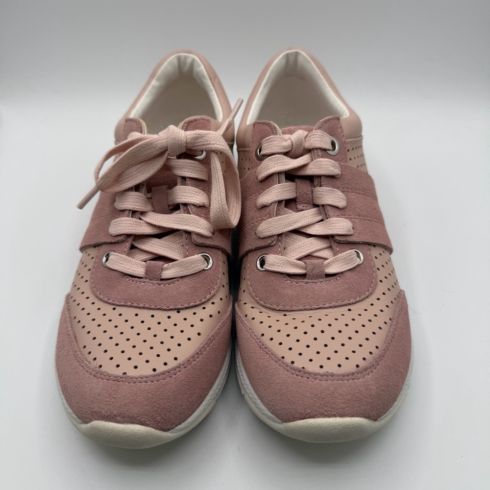 Foot Petals Pink Leather Perforated Comfort Sneakers Lace Up Women’s 8m View 2